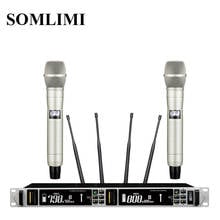 SOM-Sistema con micrófono inalámbrico puesta en escena dinámico 2 canales 2, micrófono de mano de alta calidad UHF profesional Dual 2024 - compra barato