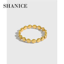 SHANICE S925 sterling silver open ring Korean INS retro ins niche geometric flat round beads Finger Rings Wedding Cool Punk 2024 - buy cheap