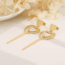 Fashion Heart Drop Earrings Women Multicolor Stainless Steel Temperament Jewelry Accessories 2024 - buy cheap