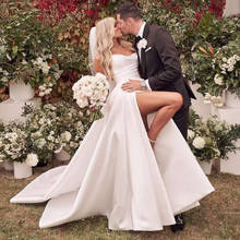 Eightree Romantic Satin Wedding Dress 2021 Cheap Wedding Gowns Sweetheart High Split Side Custom Made Boho Bridal Dresses 2024 - buy cheap