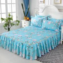 30 3PCS Bed Skirt Flower Printed Fitted Sheet Cover Home Graceful Bedspread Bed Linens Bedroom Decor Mattress Cover Pillowcase 2024 - buy cheap