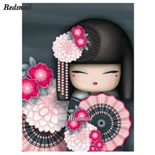 5D DIY Diamond Painting Japanese Kimono doll Embroidery Mosaic Craft Decor Full Drill Diamond Embroidery Children's Gift EE578 2024 - buy cheap