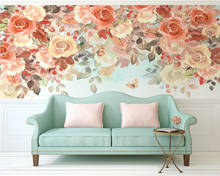 Beibehang papel de parede decorativo personalizado, papel de parede moderno nórdico pintado à mão flores românticas flor de cerejeira, papel de parede 2024 - compre barato