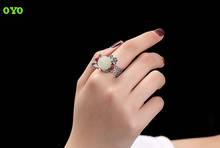 100%S925 sterling silver vintage inlaid hetian south red rose lady open silver ring 2024 - buy cheap