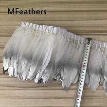 2 ярда белая гусиная утка перо отделка бахрома полосы 15-20 см 6-8 дюймов Высота натуральные серебряные перья лента для одежды аксессуар 2024 - купить недорого