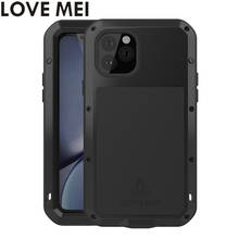 LOVE MEI-funda de Metal resistente a prueba de golpes para iPhone, carcasa de silicona de vidrio templado para iPhone 11 Pro Max 11 Pro 11Max 2024 - compra barato