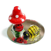 Handmade Glass Mushroom Art Figurines With Cute Ladybug Bee Mini insects Animal Ornament Creative Home Desktop Decor Accessories 2024 - buy cheap