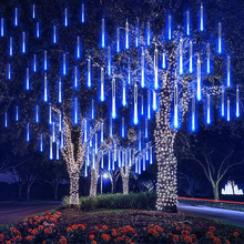 Luz Solar LED para ducha de meteoros, luces de lluvia para vacaciones, cadena de luces impermeables para jardín, 8 tubos, 144 LED, decoración de Navidad y boda 2024 - compra barato