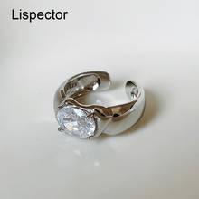 Lispector 925 Sterling Silver Korean Zircon Rings for Women Minimalist Irregular Open Ring Female Statement Jewelry Gifts 2024 - buy cheap