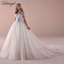 Дизайнерское романтичное платье Detmgel трапециевидной формы с открытой спиной и вырезом сердечком, свадебное платье 2020, Великолепная аппликация, свадебное платье принцессы со шлейфом 2024 - купить недорого