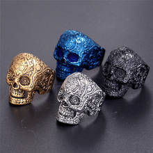 Classic Garden Flower Skull Ring For Man Stainless Steel Man's Punk Style Jewelry 2024 - buy cheap