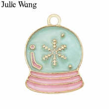 Juliana Wang-caja de música de copo de nieve esmaltado, colgante de tono dorado, collar, pulsera, accesorio de joyería de Navidad, 10 Uds. 2024 - compra barato