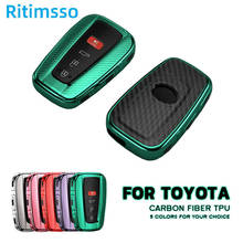 Capa de chave remota de carro em fibra de carbono, tpu, capa para toyota camry chr avalon rav4, i9ine, C-HR 86, hatchback/gt86 2024 - compre barato