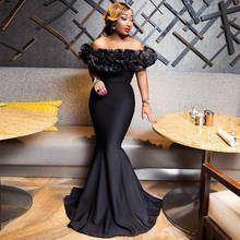 Black Mermaid Evening Dresses Off Shoulder Sweep Train Ruched Long Formal Women Prom Party Gowns vestidos de noche Customized 2024 - buy cheap