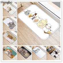 Hongbo kawaii tapete de boas-vindas, tapete com estampa de gato, de banheiro, cozinha, tapete de gato para sala de estar, antiderrapante 2024 - compre barato