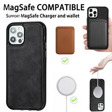 Чехол для IPhone 12 Mini 12 Pro Max, чехол для телефона Magsafe, чехол-бумажник, Магнитный кожаный чехол для I12, чехлы для телефонов 2024 - купить недорого