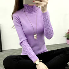 Knitte Pullover 2021 Spring Summer Women Knitted Foldover Turtleneck Sweater Casual Rib Jumper Throat Female Pull Clothing Coat 2024 - buy cheap