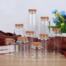 8pcs 50/60/90/100/120/150/200/240/260ml Big Transparent Cork Stopper Glass Bottles Jar Vials Caddy Storage Jars Container 2024 - buy cheap