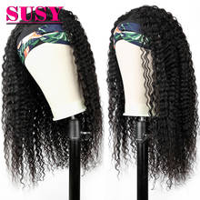 Susy-peruca de cabelo humano cacheado, encaracolado, para mulheres negras, cachecol, sem cola 2024 - compre barato