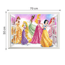 Adesivo de parede com desenho animado da princesa disney para quartos das crianças, decalques para decoração de casa 2024 - compre barato