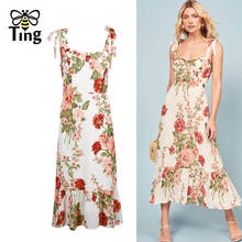 Tingfly-vestido Midi largo Vintage con estampado Floral para verano, elegante, bohemio, informal, para mujer 2024 - compra barato