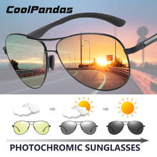 Coolpandas óculos de sol aviador polarizado, óculos fotocromático dia noite para homens e mulheres camaleão 2024 - compre barato