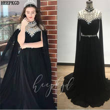 Exquisite Crystals Black Long Sleeves Saudi Arabic Evening Dress Real Photos A Line High Neck Long Formal Dresses Plus Size 2024 - buy cheap