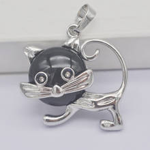 Black Carnelian Stone GEM Pendant Lovely Cat Animal Jewelry S3237 2024 - buy cheap