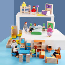 Деревянная мебель для кукольного домика, кукольный домик, миниатюрные куклы 1:12 для детей, игрушки для ролевых игр, обучающая игрушка, кукольная мебель 2024 - купить недорого