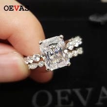Oeves-Conjunto de anillos de boda de plata de ley 928 con diamantes de carbono, joyería fina, brillante, 8x10mm, para fiesta de compromiso, 100% 2024 - compra barato