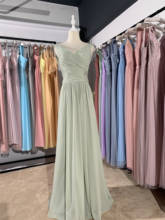 Light Gray Green New Bridesmaid Dress 2022 long V-neck luckgirls lace chiffon Customizable fashion  mocini tailor 2024 - buy cheap