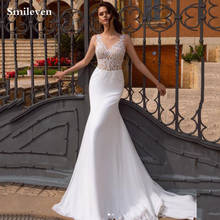 Smileven Mermaid Wedding Dress 2021 Sexy V Neck Vestido De Noiva Lace Bohemian Bride Dresses With Romantic Buttons Wedding Gowns 2024 - buy cheap