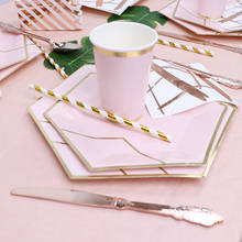 Одноразовая посуда из розового золота, бумажные тарелки для дня рождения, чашка для соломинок, украшение для будущей мамы, товары для свадебной вечеринки 2024 - купить недорого