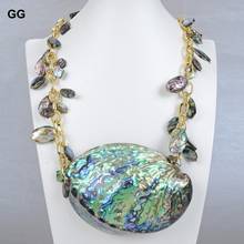 GG Jewelry 25'' Natural Big Multi Shape Rainbow Abalone Shell Pendant O- Chain Necklace Hyperbole Style Necklace For Party Gift 2024 - buy cheap