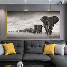 Wild Animals Canvas Painting Black Africa Elephants Queue Poster And Prints Scandinavian Wall Art For Living Room Decor 2024 - buy cheap