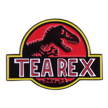 Tea rex T-rex pun enamel pin dinosaur raptor brooch horror art badge funny tea lover gift 2024 - buy cheap