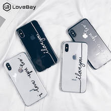 Чехол для телефона Lovebay Couples, прозрачный мягкий силиконовый чехол из тпу с надписью Love для iPhone 11 Pro 7 8 6 6s Plus 5 SE X XR XS Max 2024 - купить недорого