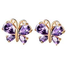 USPS фиолетовые серьги-бабочки с кубическим цирконием для женщин, женские свадебные украшения с животными Uloveido R434 2024 - купить недорого