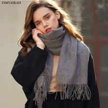 Pure 100% cashmere Pashmina  Scarf winter Women  luxury Brand 2019 Wool 30 wide Gray warm plain tassel  Ladies shawl Wrap 2024 - buy cheap