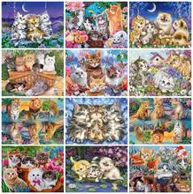 Full Drill 5D Diy Diamond Painting Cat Cross Stitch 3D Diamond Embroidery Animals Picture Rhienstones Mosaic Art Kits Home Decor 2024 - buy cheap