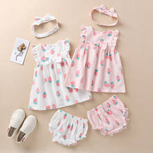 Conjunto de roupas com babados para meninas, conjuntos de roupas para bebês com estampa de frutas e calças pp 2024 - compre barato
