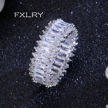 Fxlry anéis retangulares de zircônio cúbico aaa, anéis luxuosos de alta qualidade para europa e américa, cor branca e para mulheres, acessórios de joias luxuosas 2024 - compre barato