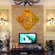 Rose Acrylic Mirror Wall Stickers Bedroom Living Room Decor Home Decoration Accessories 2024 - buy cheap