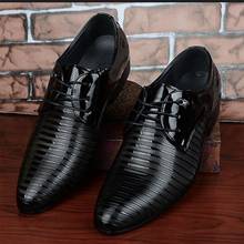 Black striped casual Formal Shoes Men Pointed Toe Men Dress Shoes Lace Up Office Leather Men Oxford Formal Shoes For Men 2024 - buy cheap