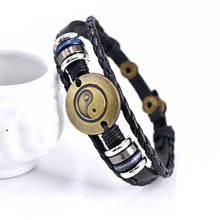 Leather Bracelet Religious Gossip Snap Button Bracelets Couple Multilayer Hand-woven Beaded Wooden Bead Bracelet Men's Jewelry 2024 - buy cheap