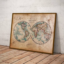 Mapa do mundo hemisférico, mapa do mundo antigo, pinturas em tela, estampa vintage, decoração de parede para sala de estar 2024 - compre barato