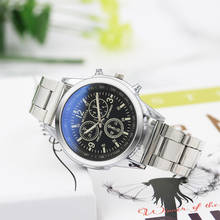 Часы мужские роскошные механические часы для отдыха с тремя глазами синие спортивные кварцевые часы из нержавеющей стали наручные аналоговые часы Montre Homme 2024 - купить недорого