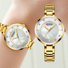 Curren-relojes de marca de lujo para mujer, de cuarzo, resistentes al agua, con diamantes dorados, de acero inoxidable, envío directo 2024 - compra barato
