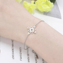 Skyrim New Fashion Geometric Flower Charm Bracelet femme Stainless Steel Chain Bracelets Bangle Jewelry Gifts for Women Girls 2024 - buy cheap