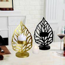 Nordic Wrought Iron Candlestick Golden Base Living Room Desktop Decoration Simple Abstract Golden Leaf Decoration Candlestick 2024 - buy cheap